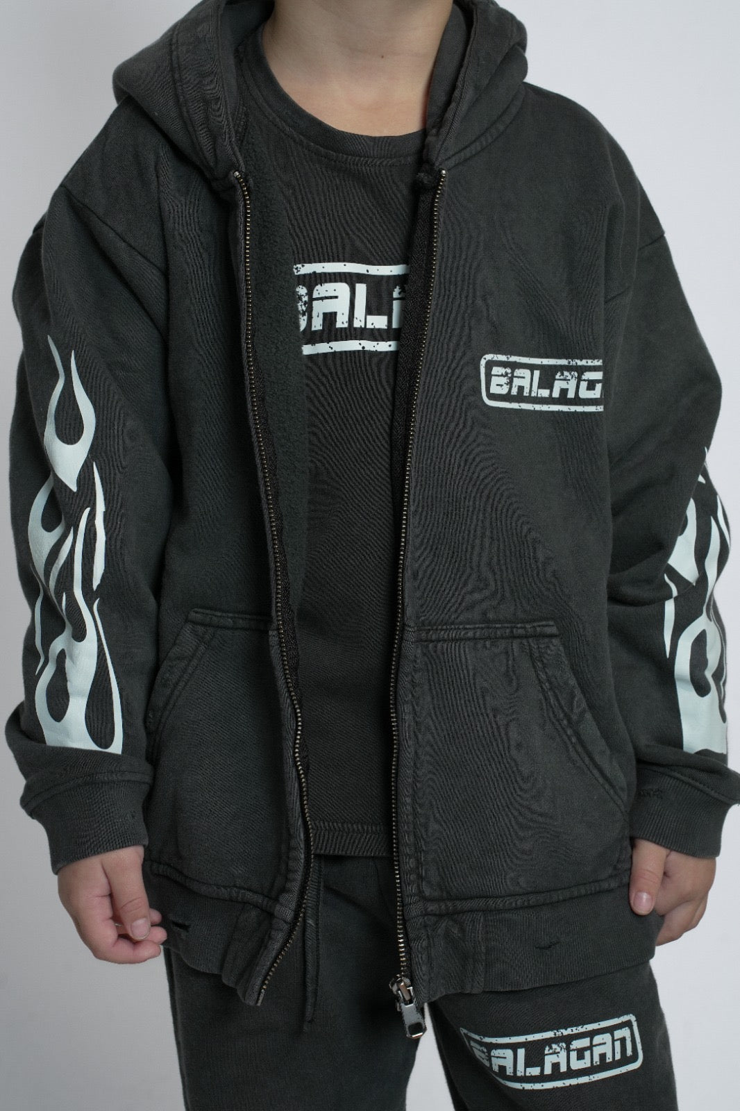 Black Flame Zip Hoodie